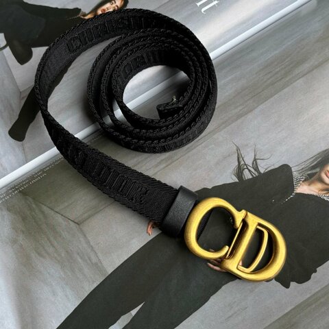 ::Christian Dior:: 黑色尼龍腰帶 織布皮帶