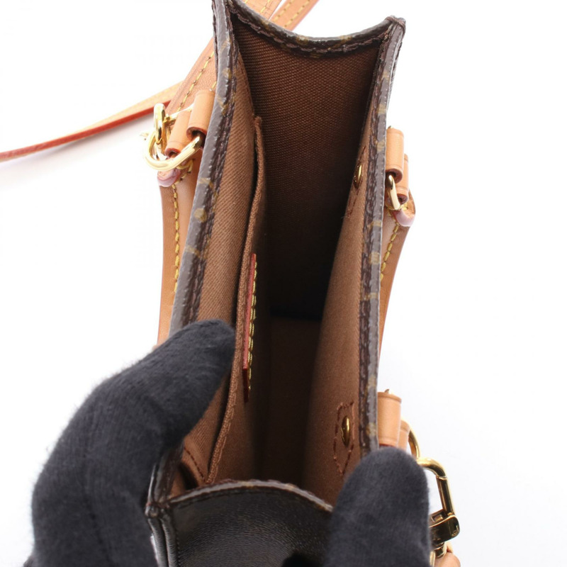LOUIS VUITTON Petit Sac Plat 單肩包 M69442 Monogram 帆布 棕色 二手-2