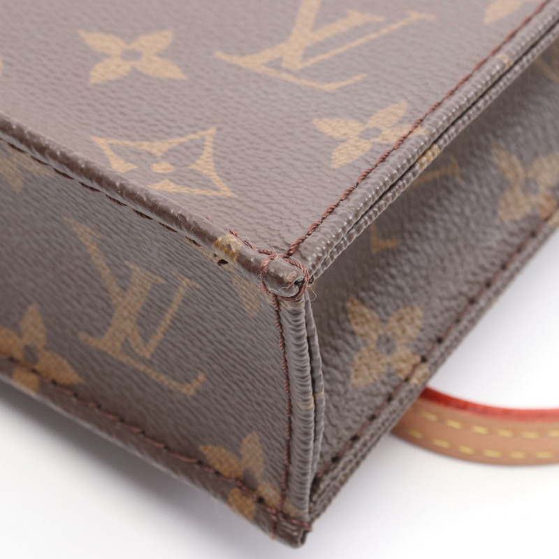 LOUIS VUITTON Petit Sac Plat 單肩包 M69442 Monogram 帆布 棕色 二手-6