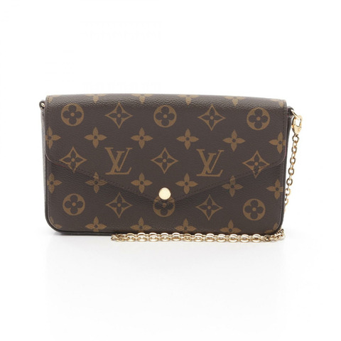LOUIS VUITTON Felicie Pochette 單肩包 M81896 Monogram Fuschia Brown 二手