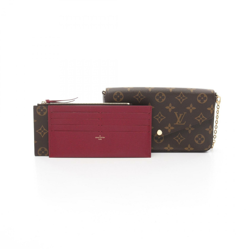 LOUIS VUITTON Felicie Pochette 單肩包 M81896 Monogram Fuschia Brown 二手-4