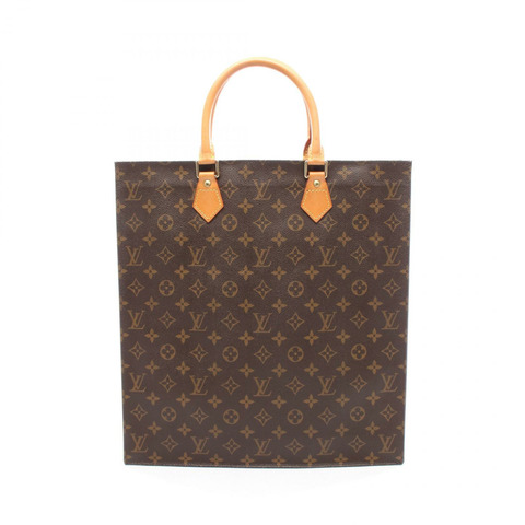 LOUIS VUITTON Sac Plat 手提包 M40805 Monogram 帆布皮革棕色二手女士
