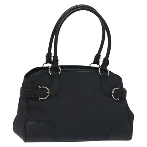 Salvatore Ferragamo Gancini 手提包 尼龍 黑銀 正品 128016