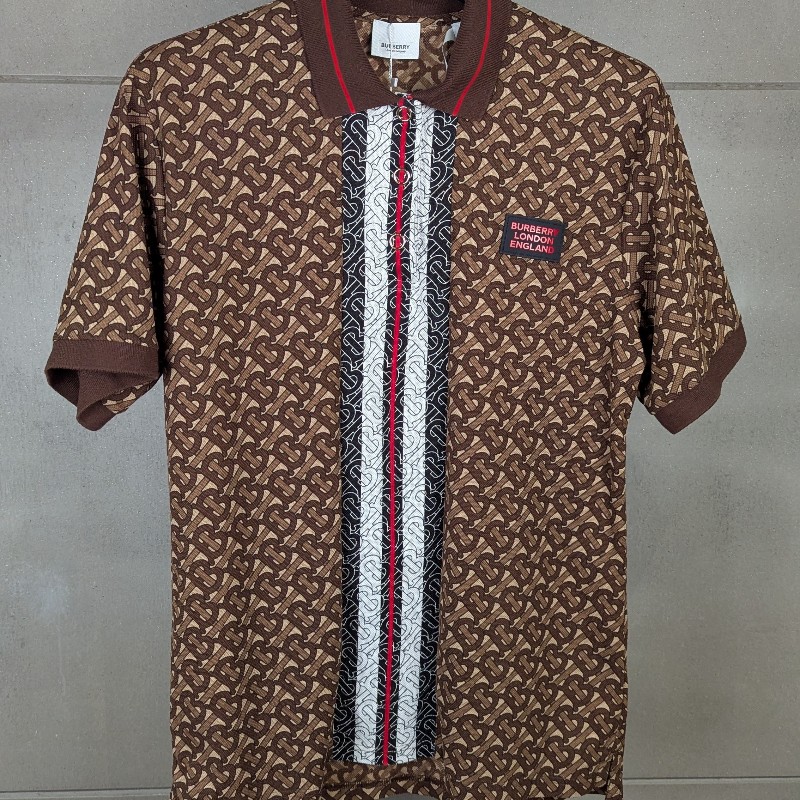 莉亞精品♡Burberry TB滿版logo polo衫M-0