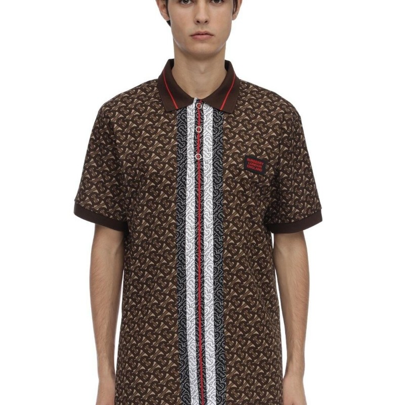 莉亞精品♡Burberry TB滿版logo polo衫M-2