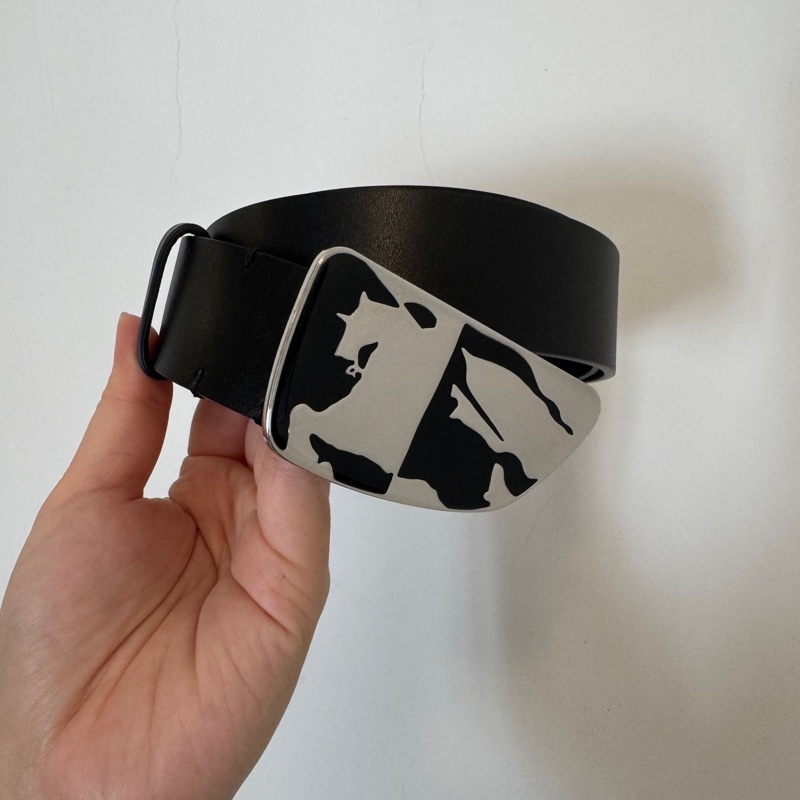 Burberry博柏利 馬術騎士徽標 皮帶 男款 黑色 寬3.5CM-0