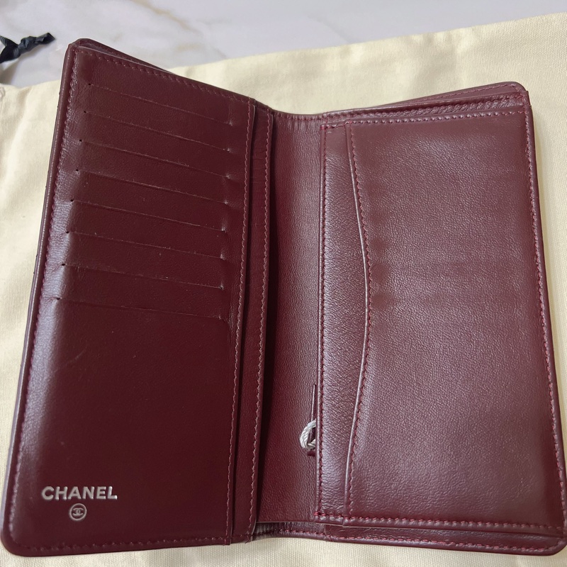 香奈兒羊皮對開長夾(黑)-12