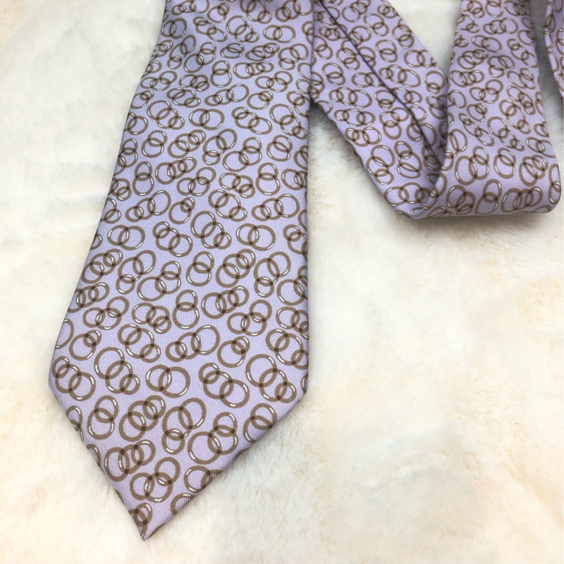 Hermes 粉紅色圈圈領帶O347-6