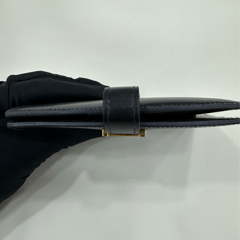 hermes 愛馬仕 bearn 短版皮夾 黑金 box皮 D刻-8