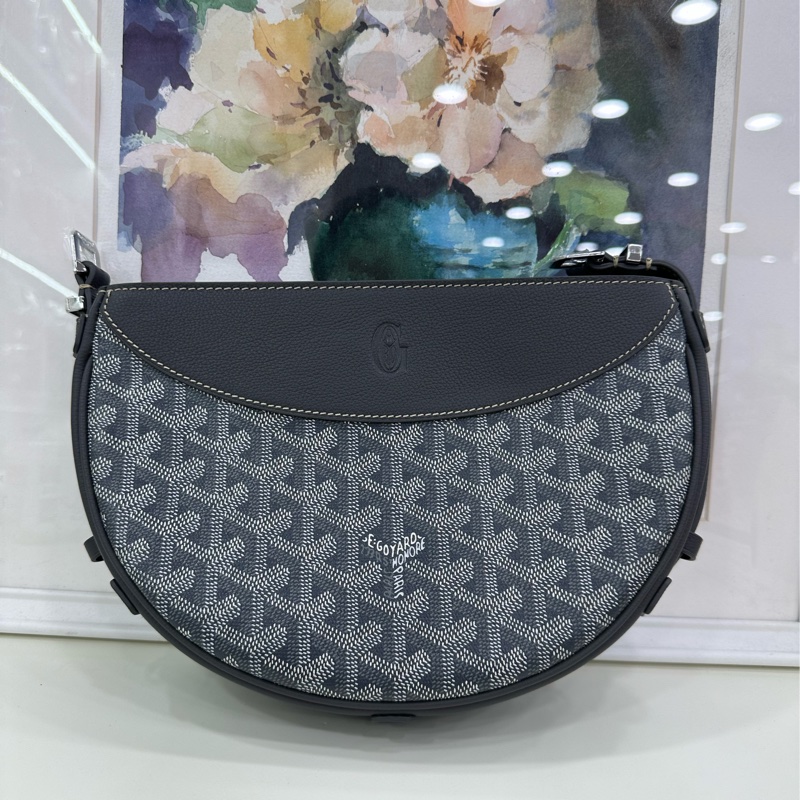 全新goyard/戈雅灰y字滿印hirondelle 月亮包 24年標-1
