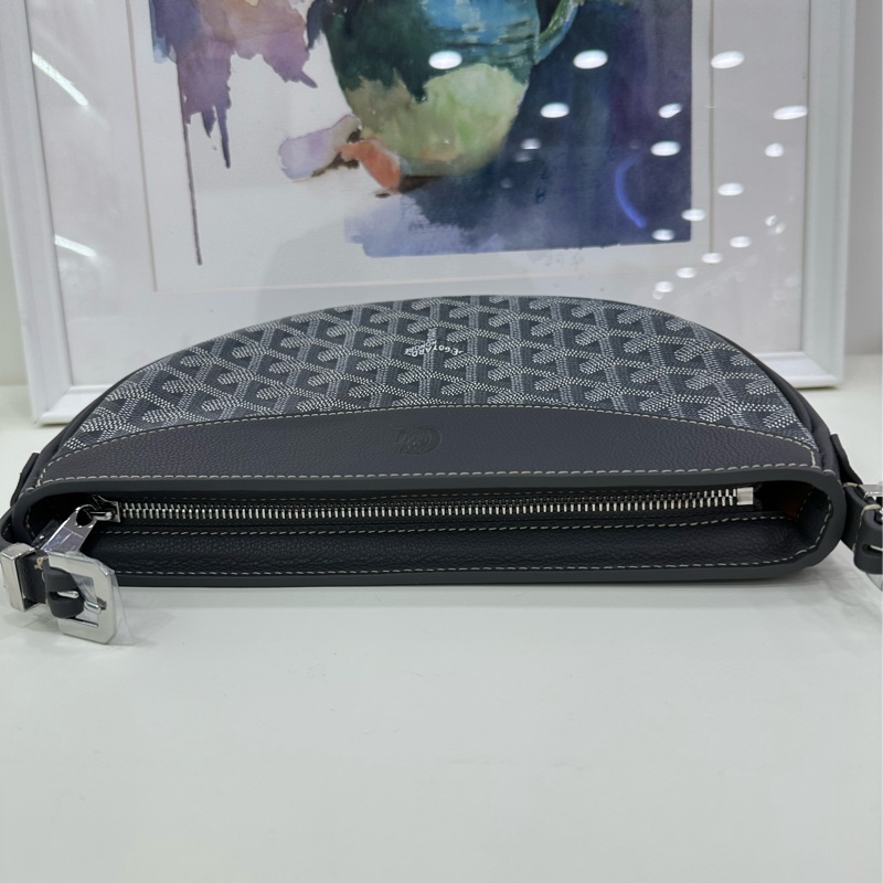 全新goyard/戈雅灰y字滿印hirondelle 月亮包 24年標-4