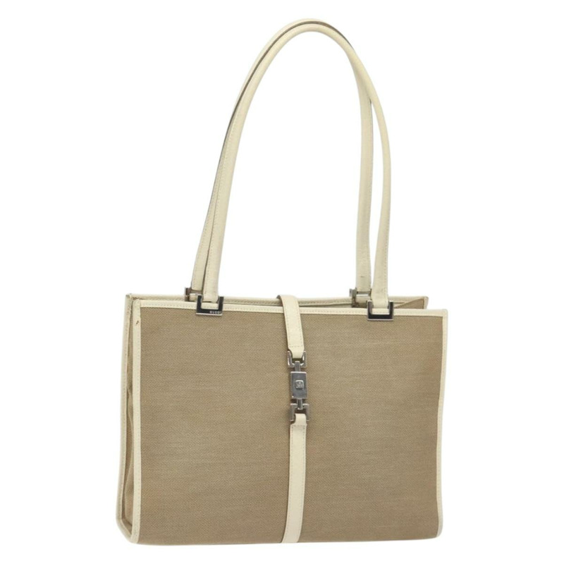 【日本直送】GUCCI Jackie 手提包 帆布 米色 銀色 002 1073 正品 BA3848-0