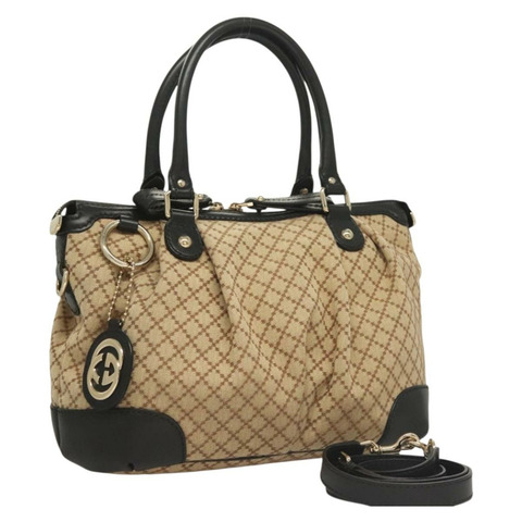 GUCCI Diamante Sukey 手提包帆布米金色 247902 正品 BA3834