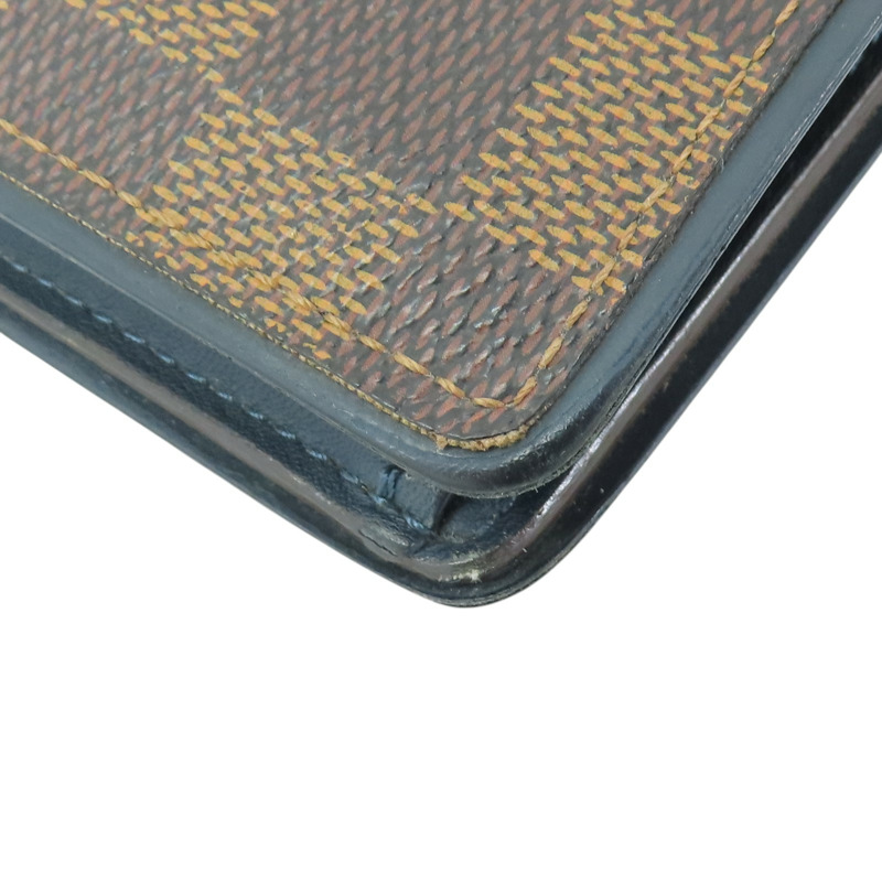 棕色 棋盤格 帆布 雙折 Brazza 長夾 N63168-7