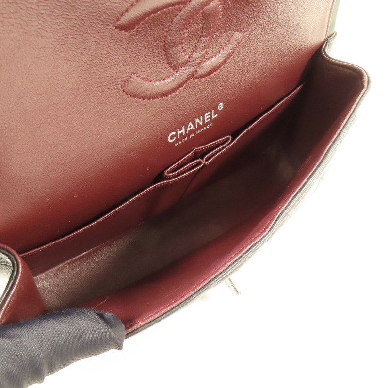 CHANEL 羊皮皮革Classic 25銀扣鏈帶肩背袋-4