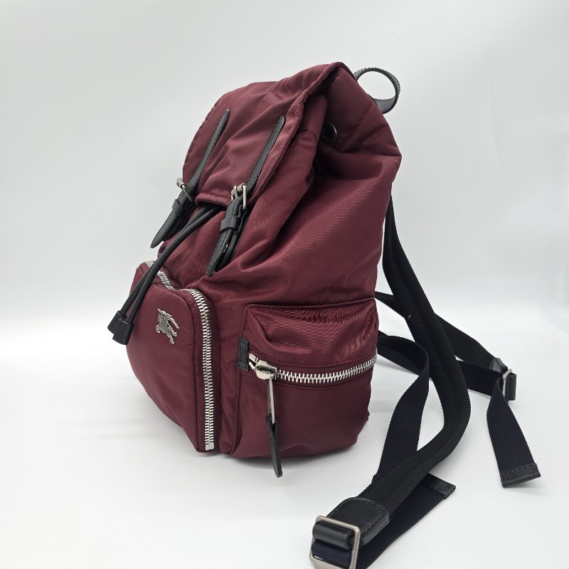 BURBERRY 巴寶莉 THE RUCKSACK 小號 戰馬LOGO 酒紅色 尼龍 扣式 後背包-2