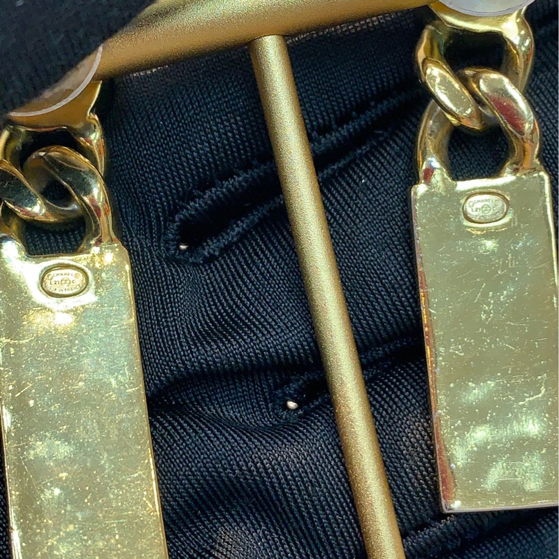 Chanel 香奈兒金色中古水鑽拉鍊耳環 XB401-5