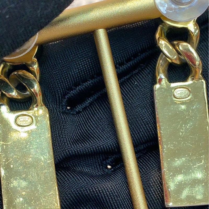 Chanel 香奈兒金色中古水鑽拉鍊耳環 XB401-9