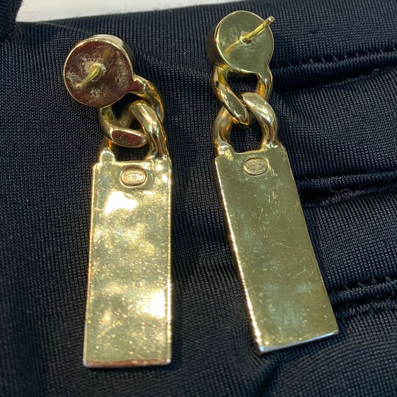 Chanel 香奈兒金色中古水鑽拉鍊耳環 XB401-15