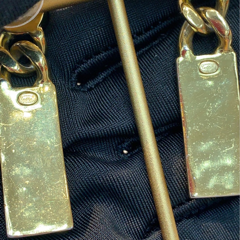 Chanel 香奈兒金色中古水鑽拉鍊耳環 XB401-16