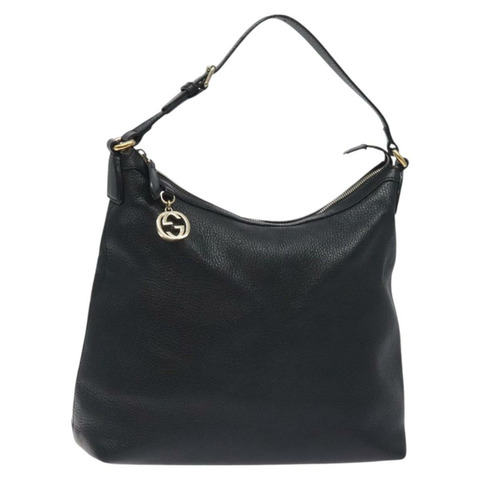 GUCCI 互扣式單肩包 皮革 Outlet 黑金 449711 正品 129116