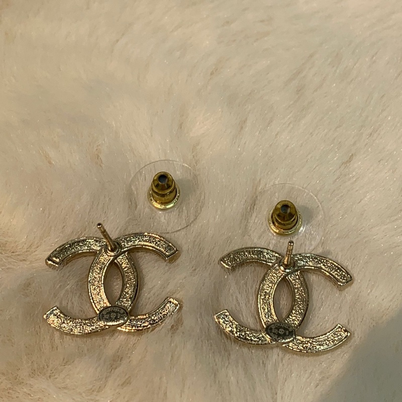 Chanel 香奈兒淡金水鑽耳環 XB257-10