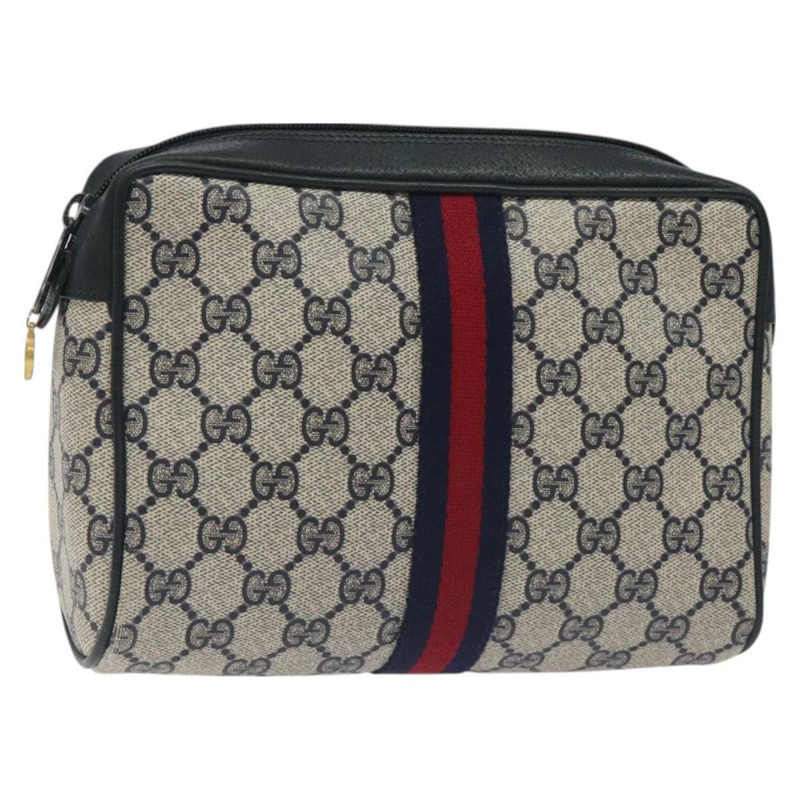 【日本直送】GUCCI GG Supreme Sherry Line 手拿包 PVC 海軍藍金紅色 56 01 012 正品 129340-0
