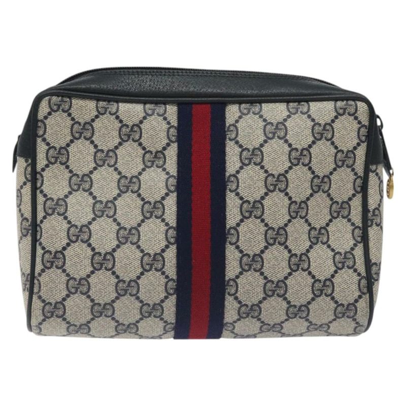 【日本直送】GUCCI GG Supreme Sherry Line 手拿包 PVC 海軍藍金紅色 56 01 012 正品 129340-1
