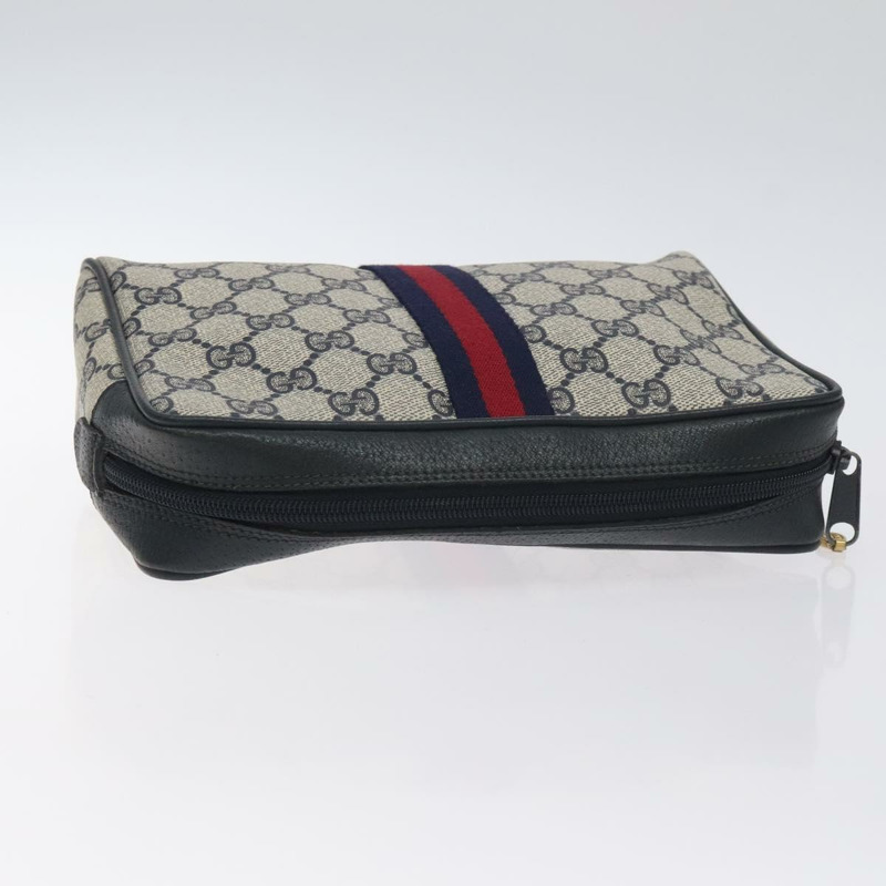 【日本直送】GUCCI GG Supreme Sherry Line 手拿包 PVC 海軍藍金紅色 56 01 012 正品 129340-4