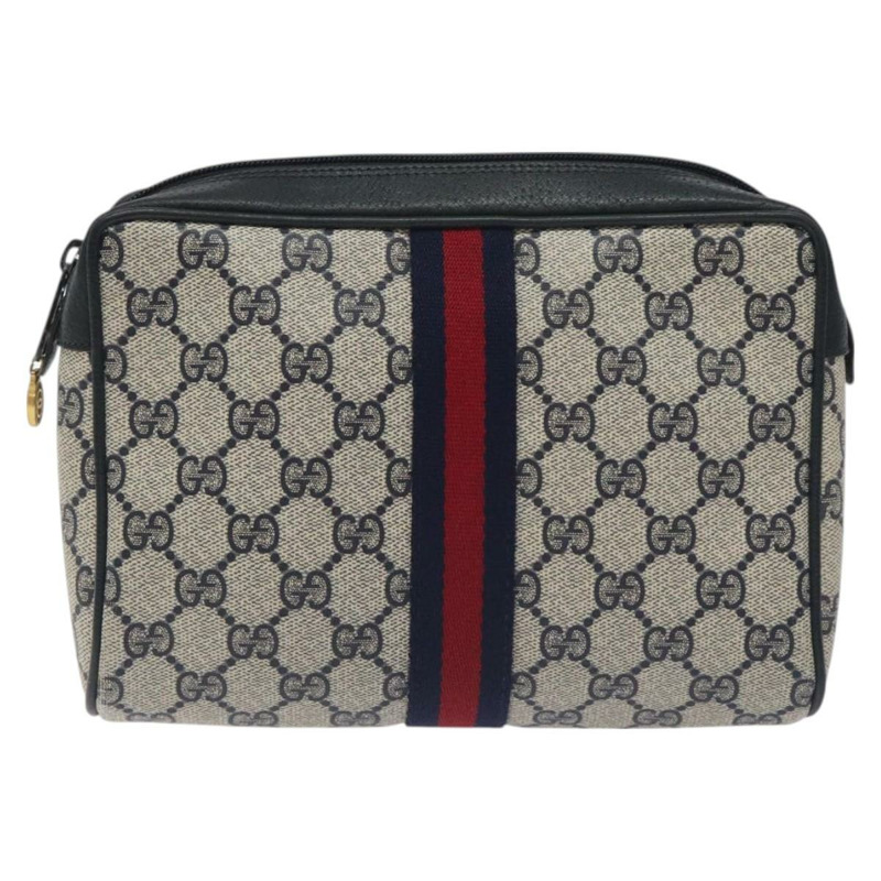 【日本直送】GUCCI GG Supreme Sherry Line 手拿包 PVC 海軍藍金紅色 56 01 012 正品 129340-12