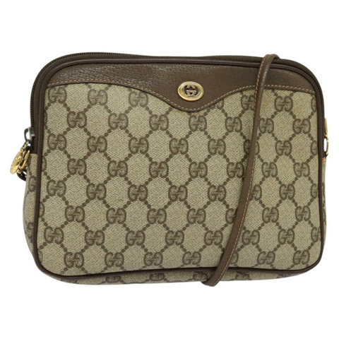 GUCCI GG Supreme 單肩包 PVC 米金色 97 02 068 正品 128023