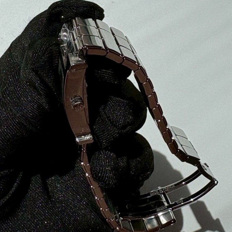 Hermes 不鏽鋼鍊帶銀H面11點鑽女錶-7