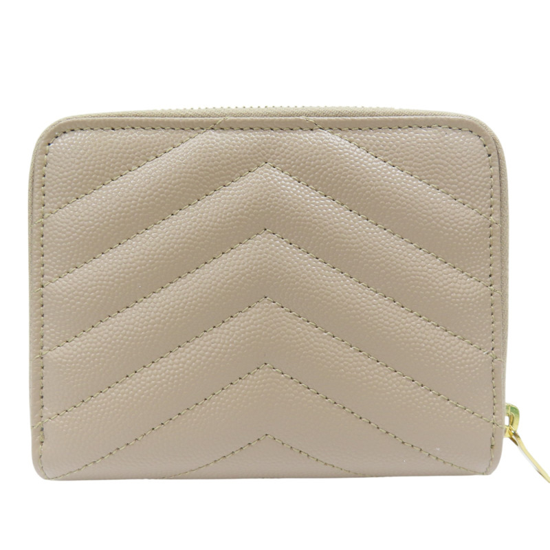 奶茶色 牛皮 Cassandre Matelasse Compact 扣式短夾 668288-1