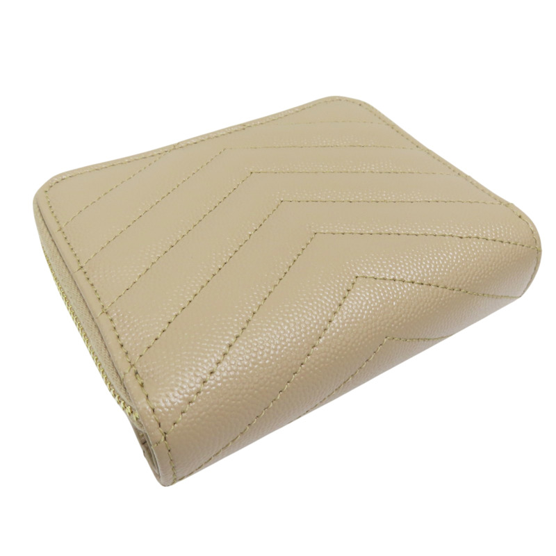 奶茶色 牛皮 Cassandre Matelasse Compact 扣式短夾 668288-3