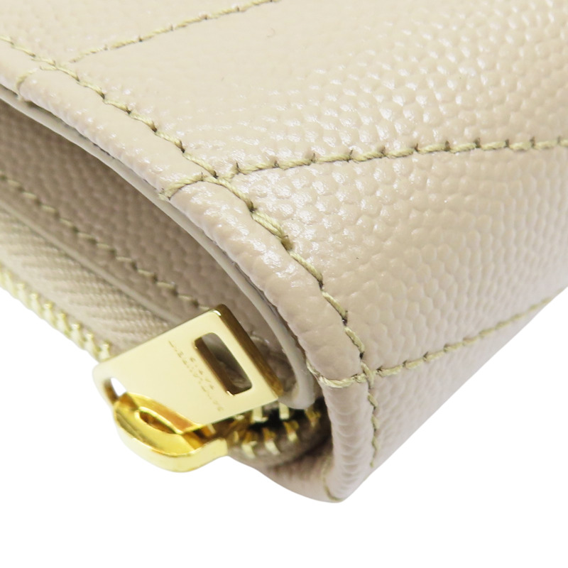 奶茶色 牛皮 Cassandre Matelasse Compact 扣式短夾 668288-10