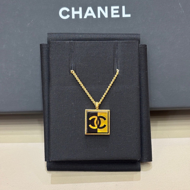Chanel香奈兒 方塊黑金雙C拼色項鏈-1