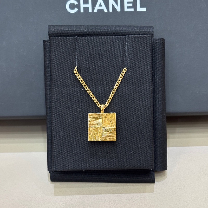Chanel香奈兒 方塊黑金雙C拼色項鏈-2