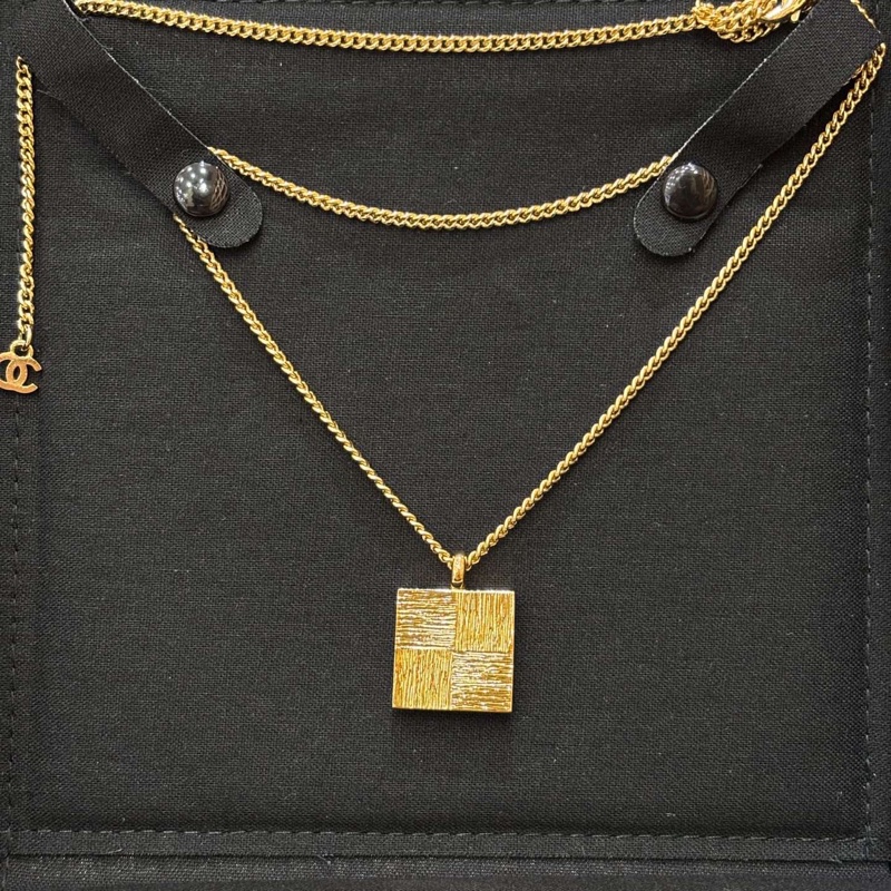 Chanel香奈兒 方塊黑金雙C拼色項鏈-4