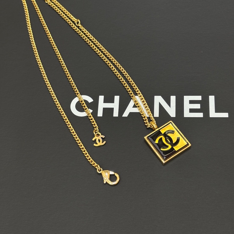 Chanel香奈兒 方塊黑金雙C拼色項鏈-5
