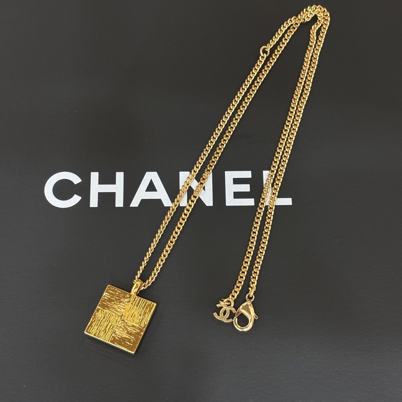 Chanel香奈兒 方塊黑金雙C拼色項鏈-7