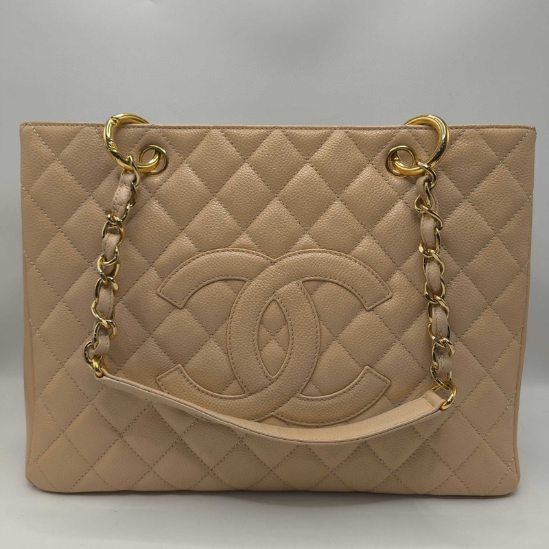 CHANEL香奈兒奶茶色GST單肩托特-0