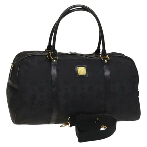 MCM Logo 圖案 Vicetos 波士頓包 尼龍 2 用 棕金色 正品 HK2824