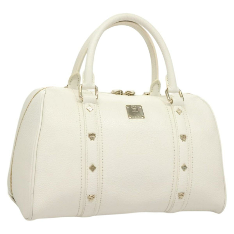 【日本直送】MCM 鉚釘手提包 皮革 白金色 正品 129494-0