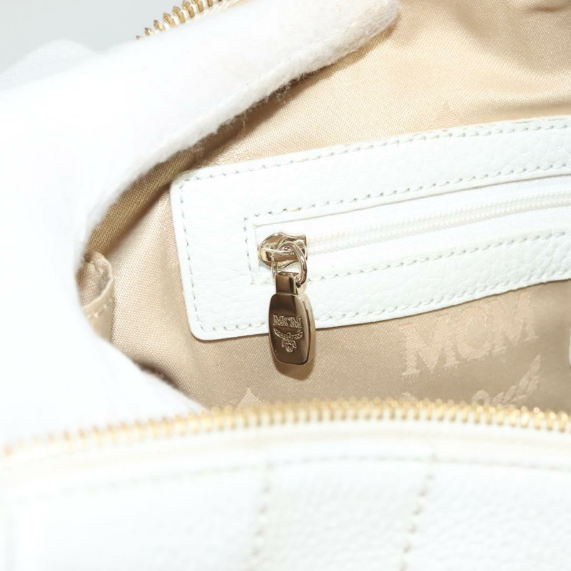【日本直送】MCM 鉚釘手提包 皮革 白金色 正品 129494-19