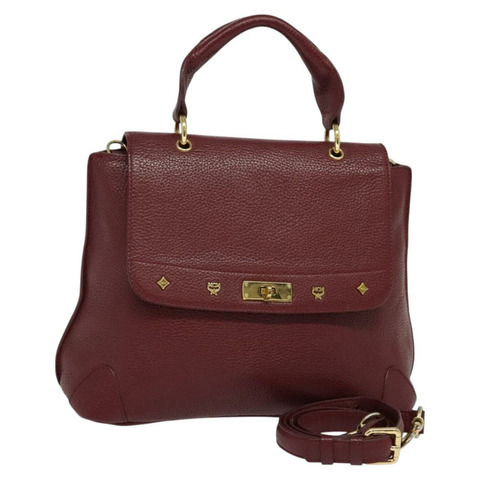 MCM 鉚釘手提包 皮革 2 款 波爾多金 正品 129455