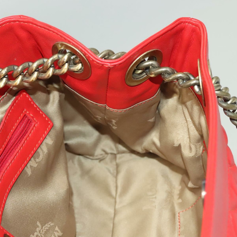 【日本直送】MCM 鏈條單肩包 皮革 紅色 正品 129555-17