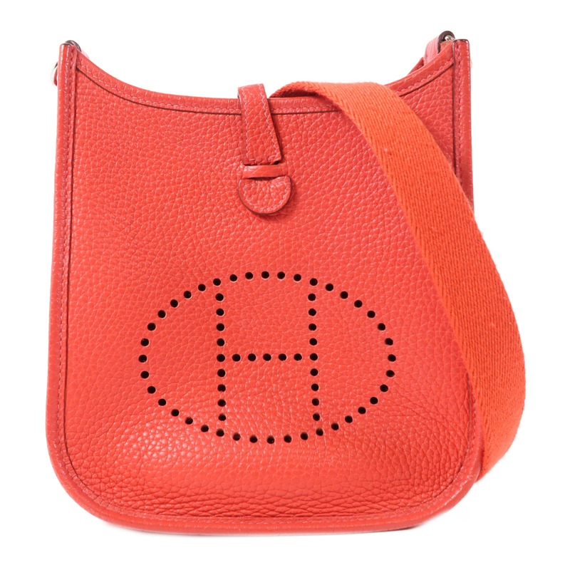 HERMES Clemence皮革Evelyne TPM銀扣肩背袋Rose De Coeur-0