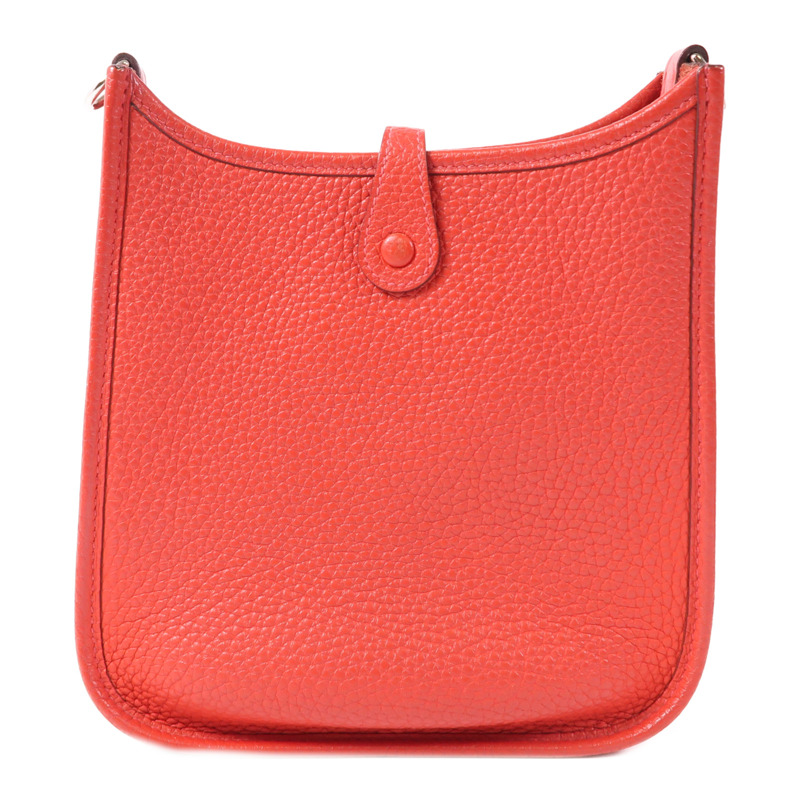 HERMES Clemence皮革Evelyne TPM銀扣肩背袋Rose De Coeur-1