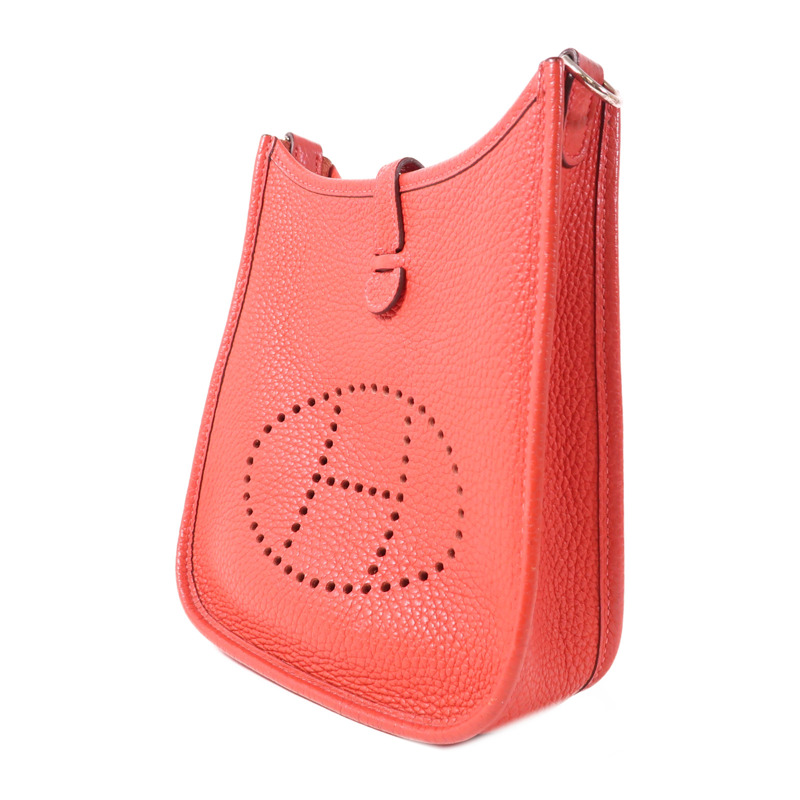 HERMES Clemence皮革Evelyne TPM銀扣肩背袋Rose De Coeur-2