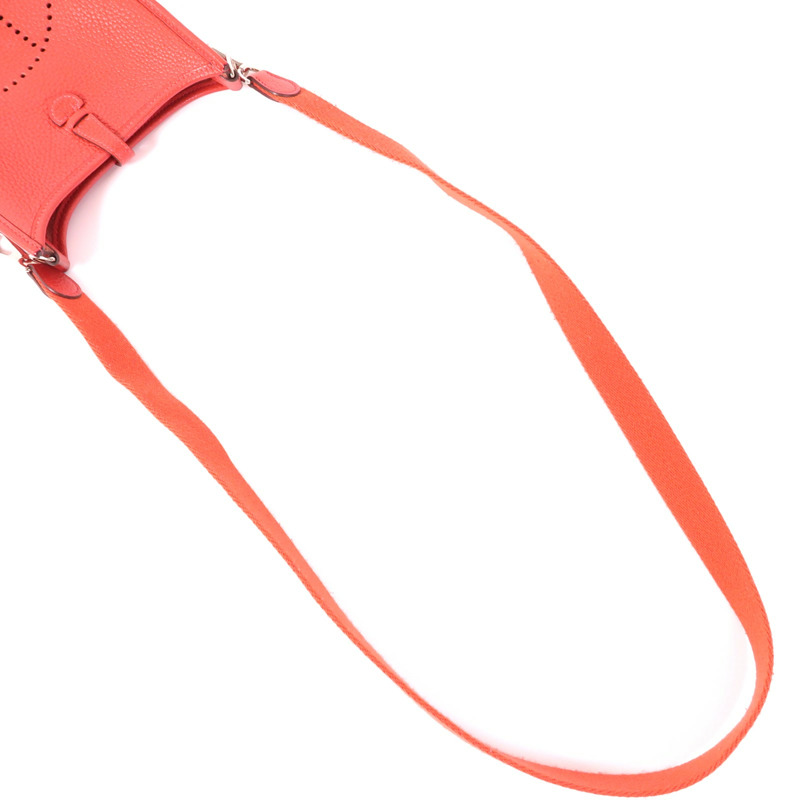 HERMES Clemence皮革Evelyne TPM銀扣肩背袋Rose De Coeur-8